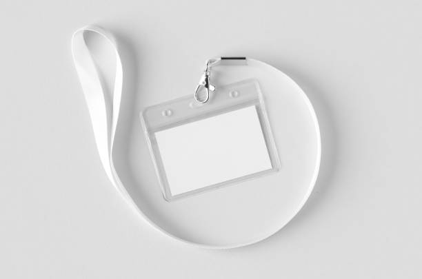 ID Card holder mockup with lanyard, horizontal.