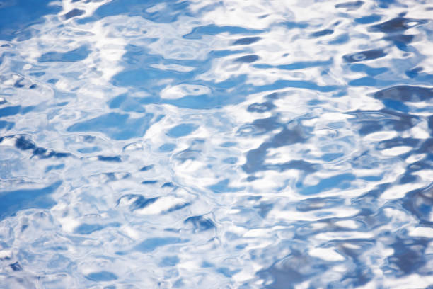 Water background filling frame with calm ripples and reflections in water
