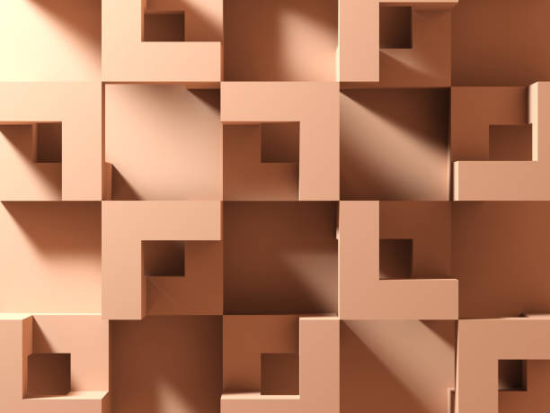 Abstract geometric pattern of cubical shapes, three dimensional art