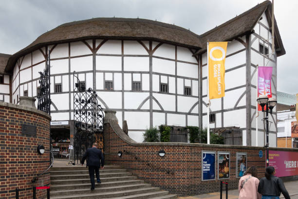 Exterior ofShakespeare's Globe Theatre, South Bank, Southwark, London. Shakespeare's Globe is a modern reconstruction of The Globe, a 16th century theatre associated with Shakespeare, which opened in 1997.