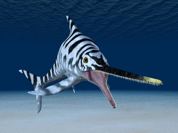 istock Ichthyosaur Eurhinosaurus in an underwater landscape 2162378504