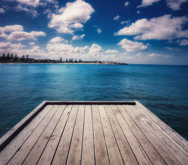 Dock on the lake with Lights and Flag