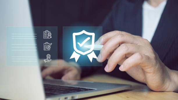 istock product quality certificate is compliant, the check mark symbol represents the standard quality control.iso certified business,to international standards and quality assurance concept. 2162382932