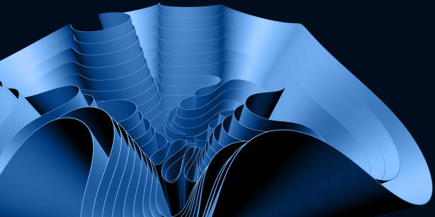 istock Abstract background wavy blue fabric. Wavy color lines. 3D rendering illustration. 2162383372
