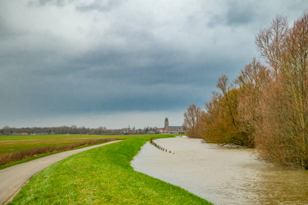 istock Deventer at the river IJssel with high water level after heavy rainfall 2162385645