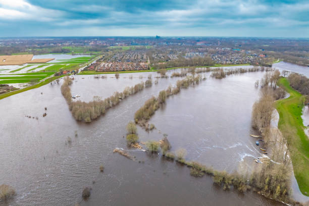 istock Vecht river high water level flooding at Zwolle drone view 2162386101