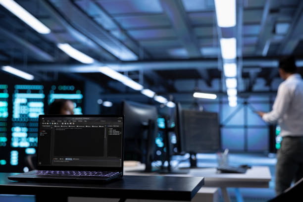 istock Close up shot of device in data center 2162387077