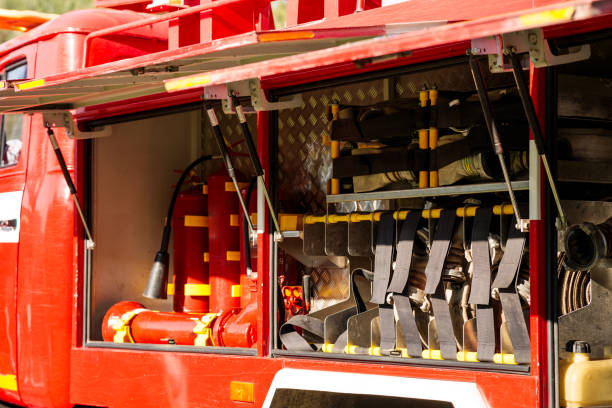 istock A red fire truck with an open door 2162387164