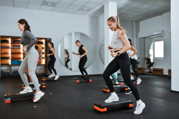 istock Stepper Training Warm Up For Female Athletes In Gym 2162389570