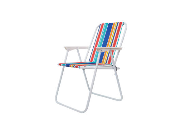 istock striped folding chair on a white background 2162392559