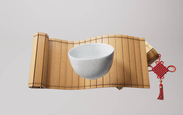 Chinese style teapot and teacup, 3d rendering. 3D illustration.