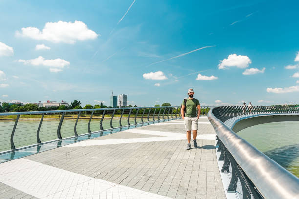 Belgrade, Serbia, June 28, 2024, observation deck near Belgrade Tower. Suspended observation deck on the embankment in the center of Belgrade.