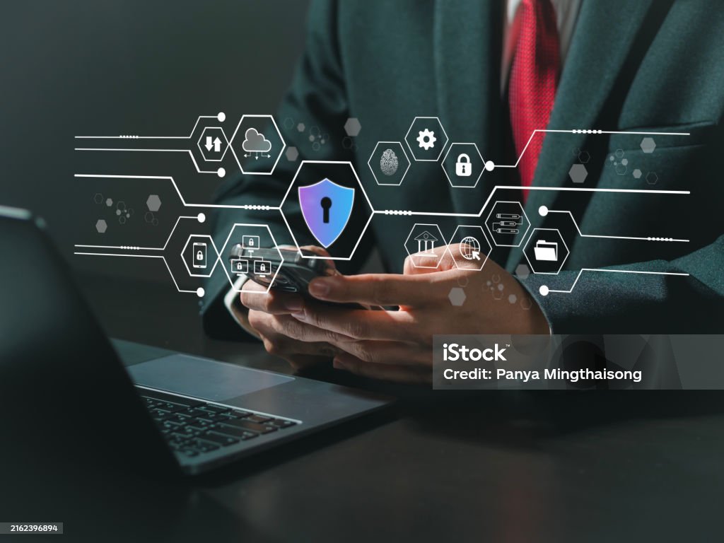 User Using Internet Privacy Image User Using Mobile Phone And Laptop Computer With Privacy Security And ...