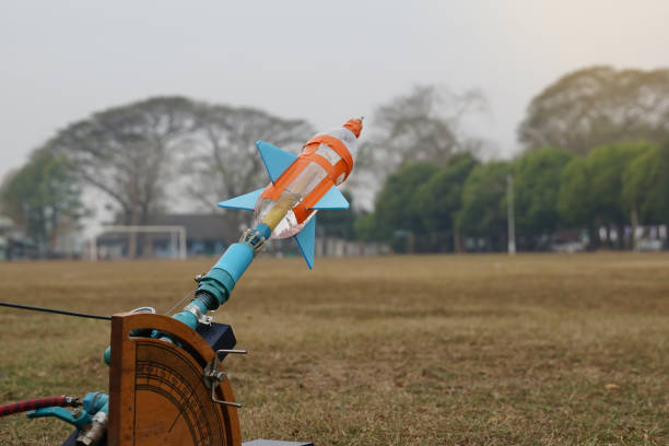 istock water rocket on launch pad. It is an activity that promotes science knowledge and skills for children. Children have thinking skills, problem-solving, creativity, happiness, and fun. 2162397654