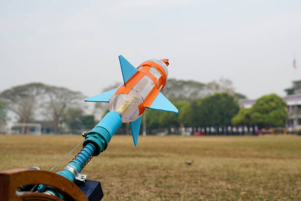 istock water rocket on launch pad. It is an activity that promotes science knowledge and skills for children. Children have thinking skills, problem-solving, creativity, happiness, and fun. 2162397838