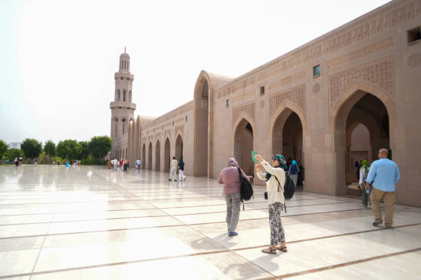 Muttrah, Muscat, Oman: the blue domed Mosque of the Great Prophet, Al Rasool Al A'dham aka Al Shjaiah.