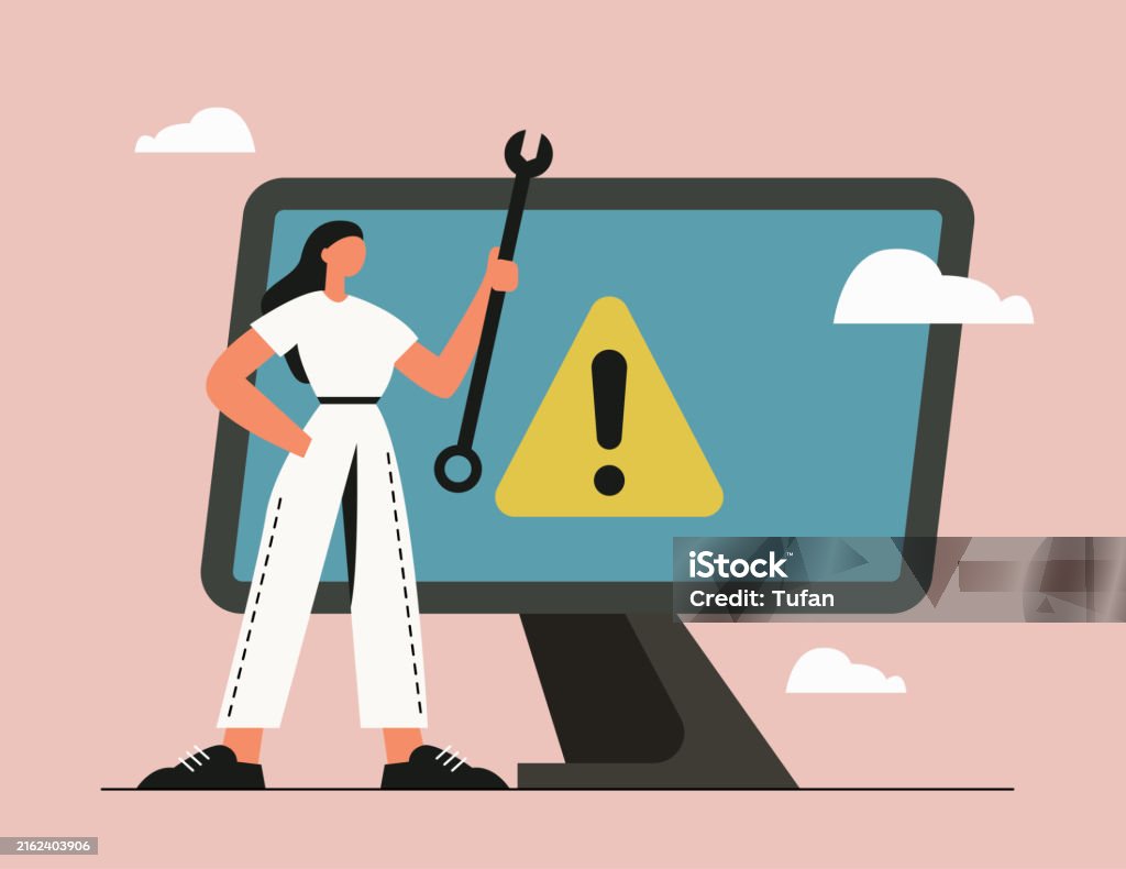 System Error Computer Issue Technical Problem Warning Sign Error Fix It ...