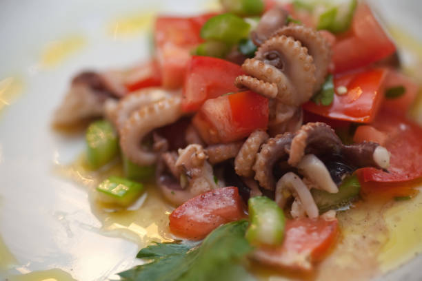 Fresh and healthy salad with Octopus