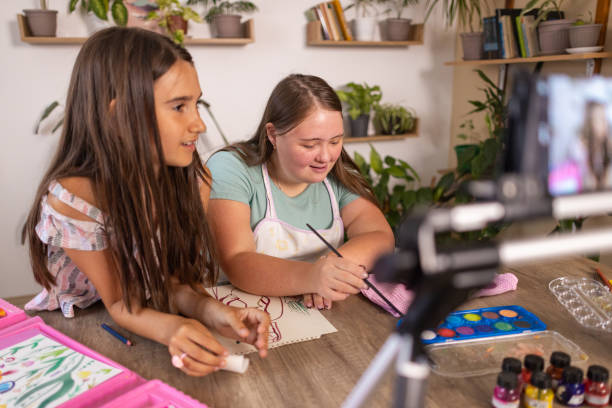 istock Painting and Vlogging Sisters 2162409094