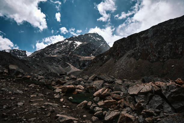 Rocky landscape of high mountain pass