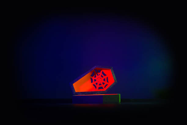 istock Minimalist Halloween Coffin With Spider Web Design 2162415674