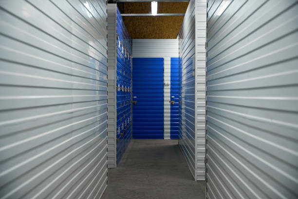 istock Concept of warehouse. Storage rooms with corridor 2162417064