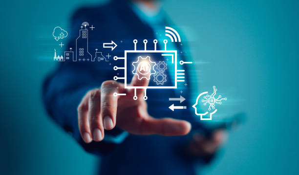 istock Ai chat, artificial intelligence network communication concept. Businessman use website on smartphone app, software technology robot, help support work, chatbot, digital generate, data analysis tech 2162417159
