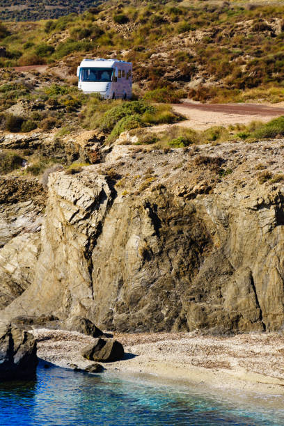 istock Seaside view with caravan camping on cliff 2162417946