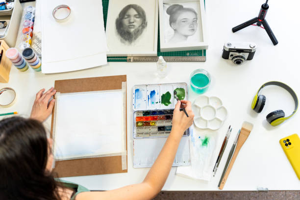 istock Creative European woman artist at work 2162418058