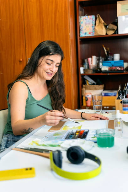 istock Passionate young European artist creating art 2162418063