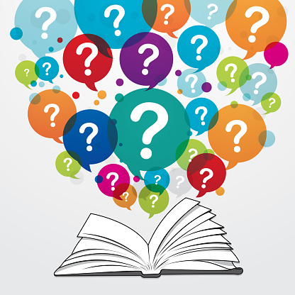 Emerging Questions Colorful Question Bubbles Emerging From An Open Book Stock Illustration ...