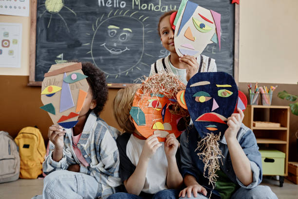istock Primary School Students Creative Carton Self Portraits 2162419672
