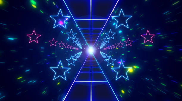 Abstract retro style 80s-90s futuristic grid wireframe backdrop. Digital landscape neon retro party laser pattern background.