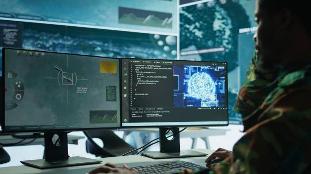 istock Military expert in an advanced operations center oversees satellite intelligence 2162423534