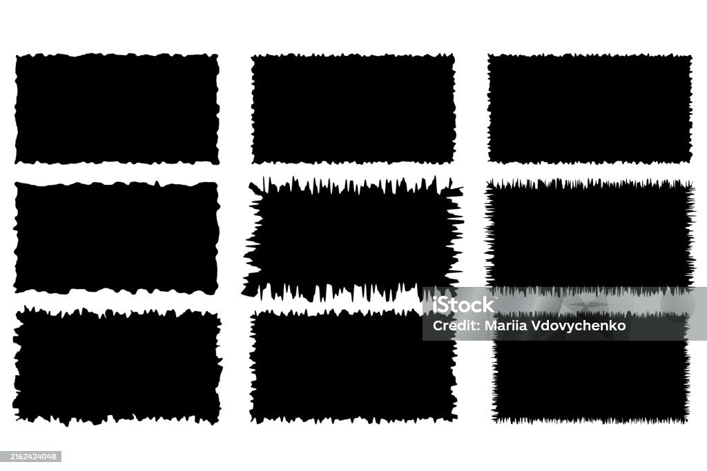 Borde Rugoso Ilustración de Forma De Papel Rectangular Rugoso Con Marco Dentado ...