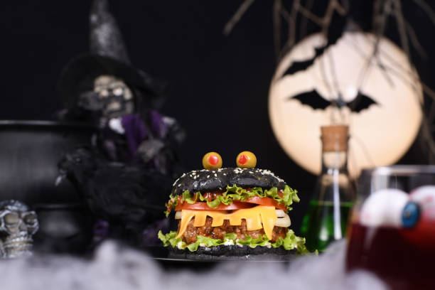 istock Halloween Monster black burger 2162430099