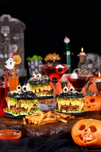 istock Halloween Monster black burger 2162430102
