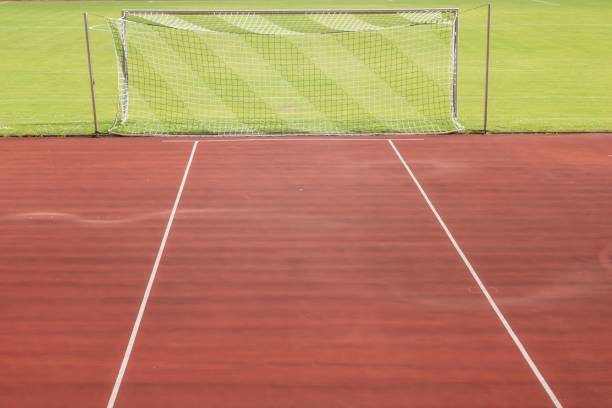 grass football pitch with goal