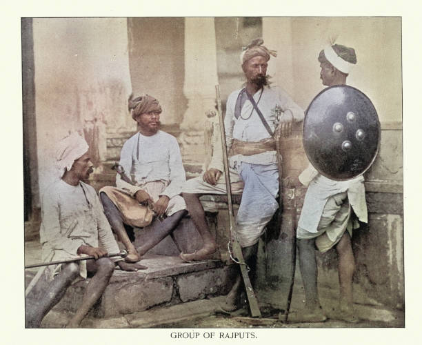 istock Rajput soldiers, warrior, armed with musket, Sword and shield, Indian, Victorian, India, Vintage photograph, 1890s, 19th Century 2162436986