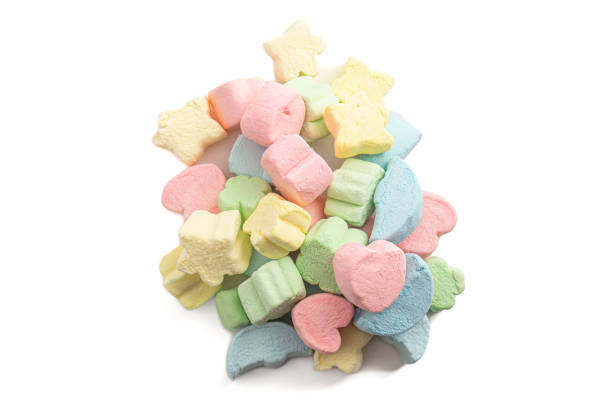 istock Freeze Dried Marshmallows Shaped like Lucky Charms Isolated on a White Background 2162439302