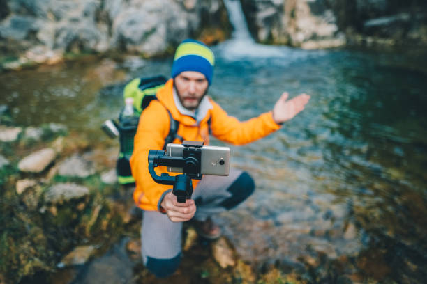 Man in the mountain vlogging