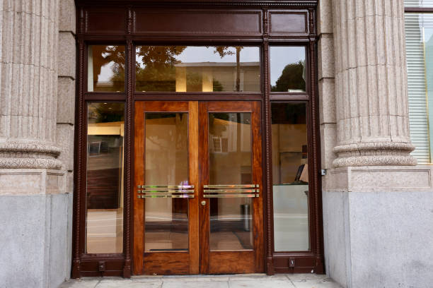 istock Old fashioned front doors to the legal professional building 2162441870