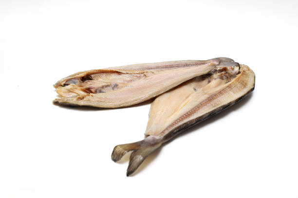istock Cut open and dried Atka mackerel isolated on a white background. 2162447947