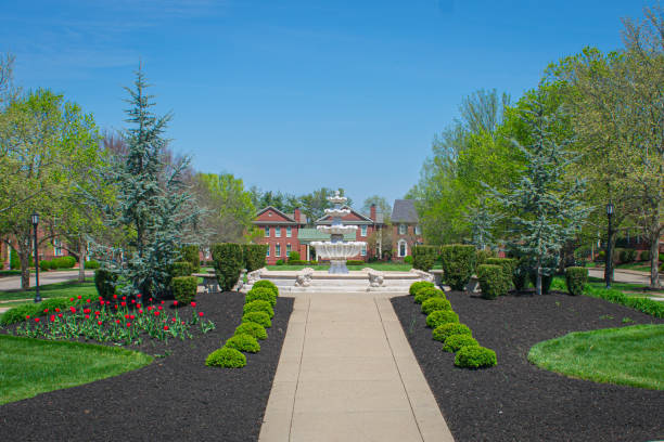 istock Landscaping and central fountain 2162450362