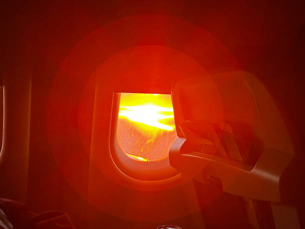 Sunset through airplane window