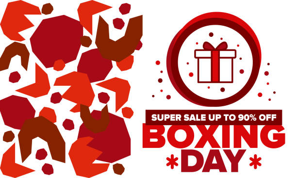 istock Boxing Day. Day after Christmas Day, when gifts are given! This holiday is associated with shopping and sporting events. Celebrated annually in the Great Britain on December 26th. Vector illustration 2162453402