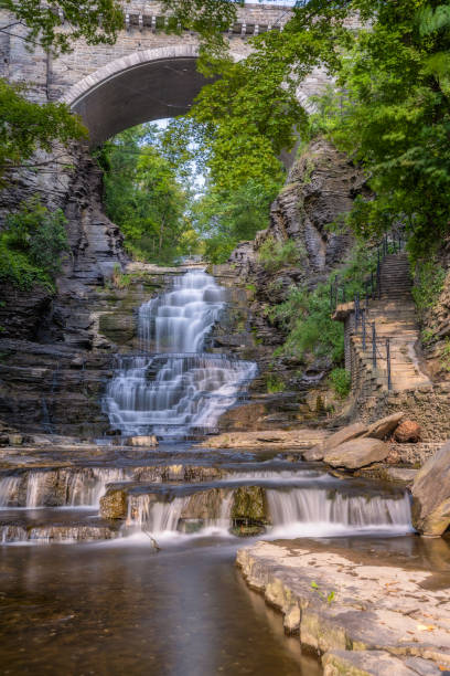 istock Beautiful cascading waterfall surrounded by lush greenery. Cascadilla Gorge in Ithaca New York 2162463157