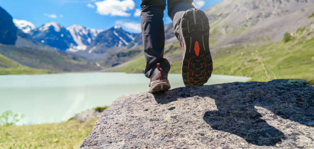 istock Men's footstep in the mountains 2162467475