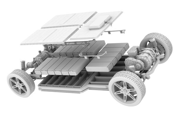 istock Exploded view of electric vehicle chassis equipped with battery pack 2162469439