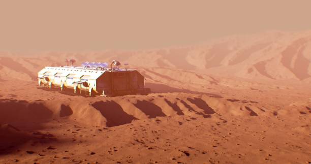 istock Mars features a sleek, industrial space station set in a dusty desert 2162474899